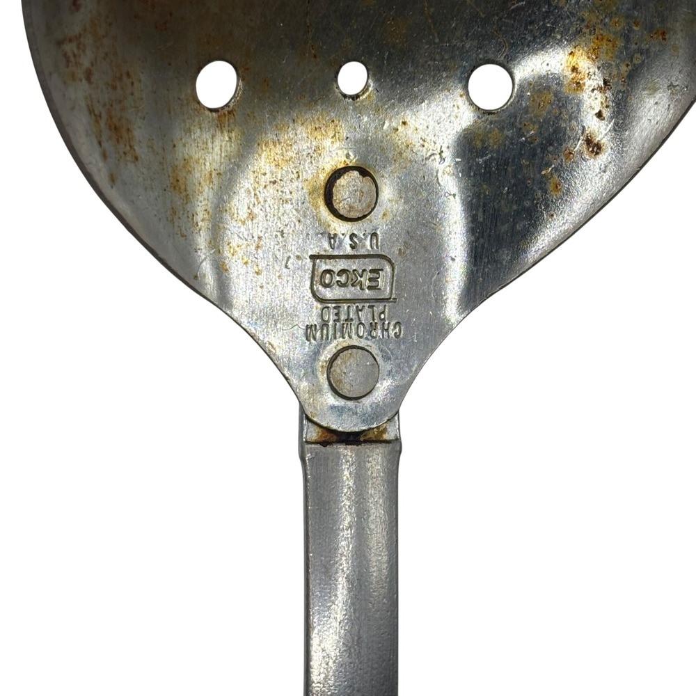 Vintage EKCO Chromium Plated Slotted Spoon U.S.A.‎ Kitchen Utensil Server - Picture 2 of 6